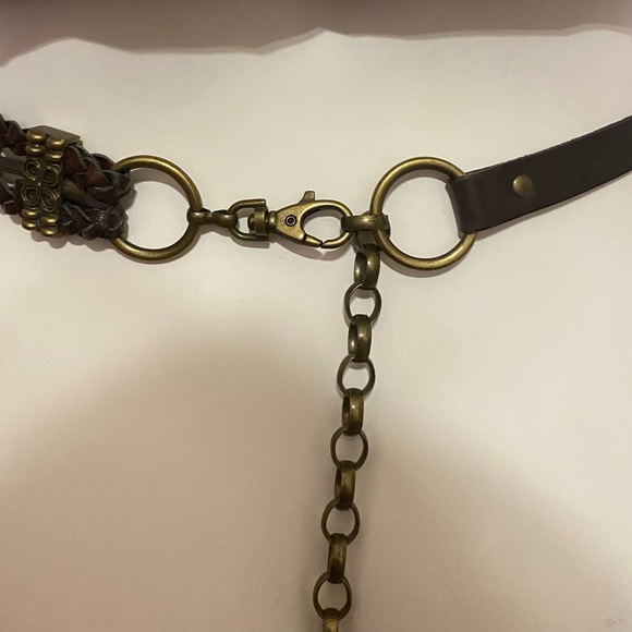 Elegant Brown Braided Belt with Charms - Picture 4 of 6